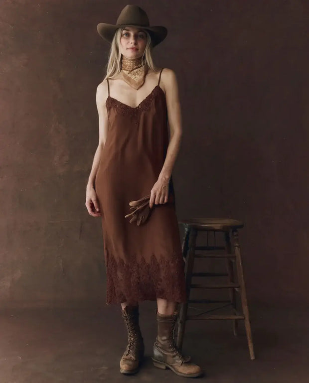 The Great Legacy Dress in Chocolate, Slip Dress, Brown Slip Dress, Silk Dress