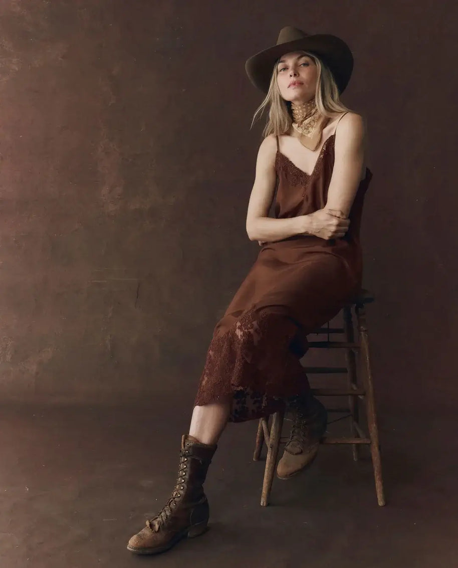 The Great Legacy Dress in Chocolate, Slip Dress, Brown Slip Dress, Silk Dress