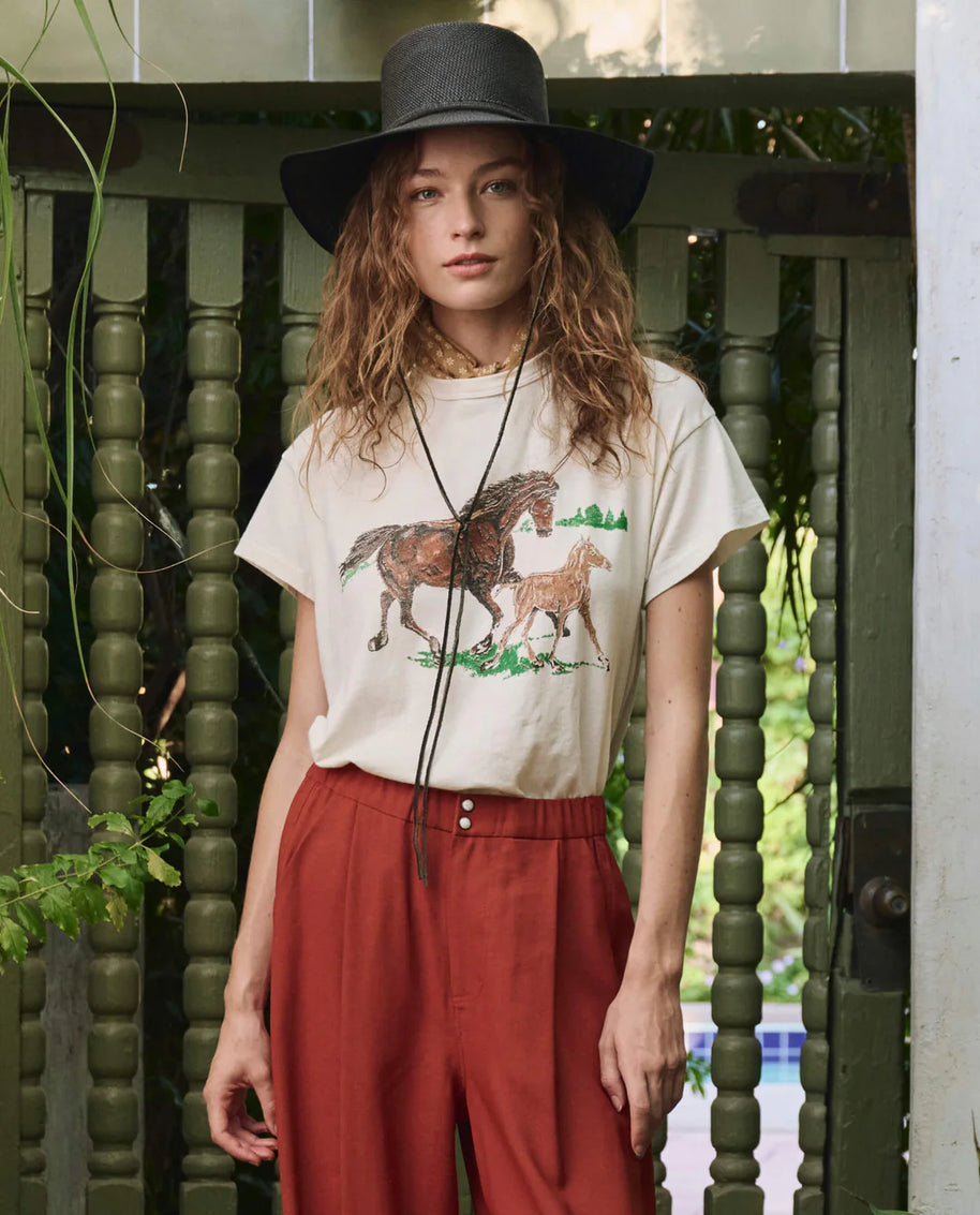 The Great Boxy Crew Tee  with Running Horses 