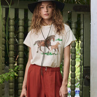 The Great Boxy Crew Tee  with Running Horses 
