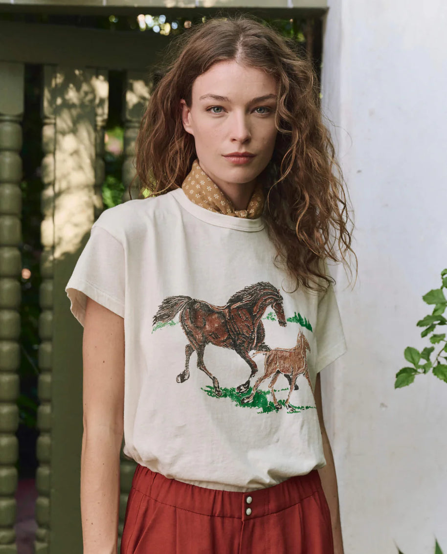 The Great Boxy Crew Tee  with Running Horses 