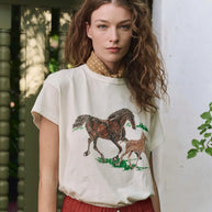 The Great Boxy Crew Tee  with Running Horses 