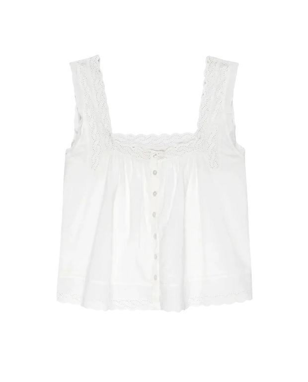 The Great Eyelet Tank in White Sleep Tank 