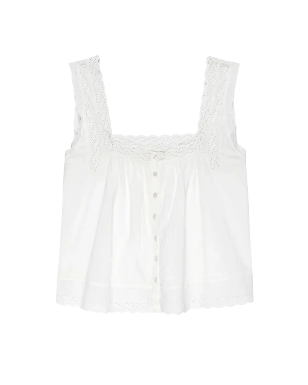 The Great Eyelet Tank in White Sleep Tank 
