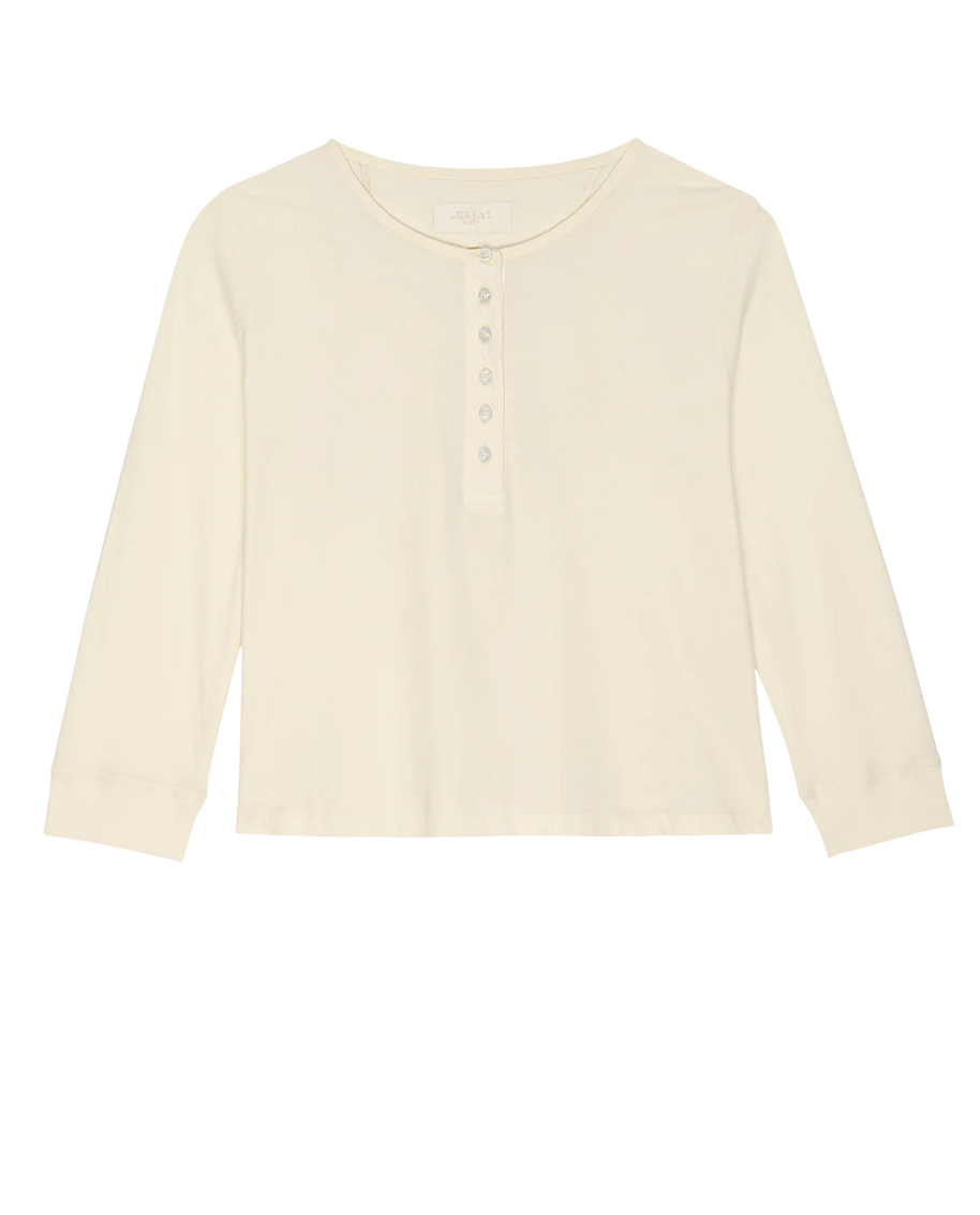 The Crop Sleep Henley | Washed White