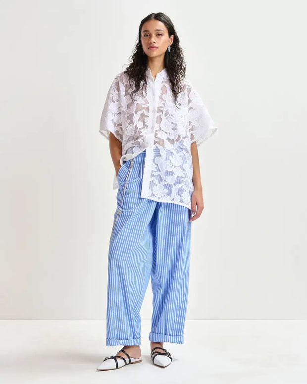 Essentiel Antwerp Hoek Pant Blue Stripe Womens Pants 