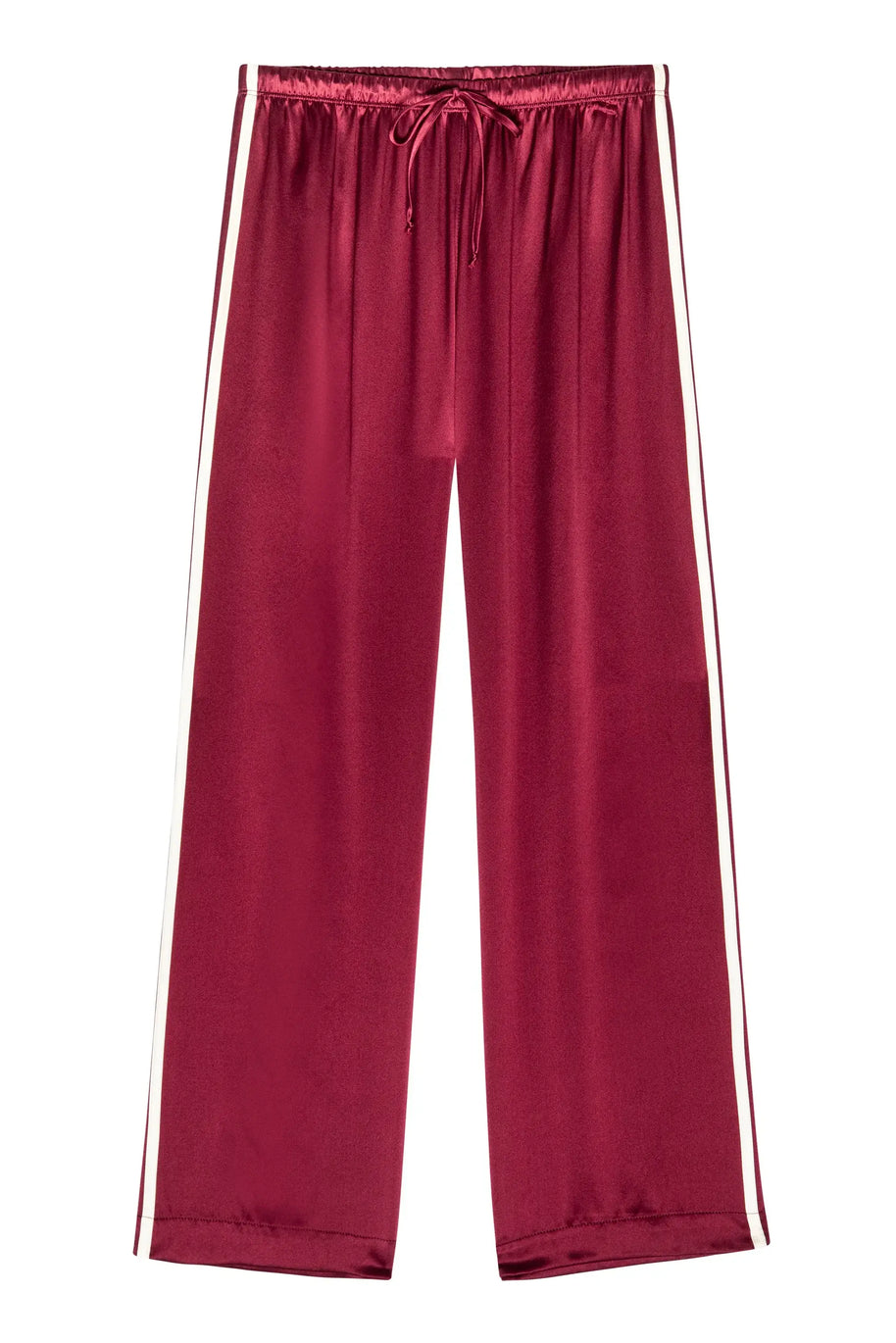 The Silk Stripe Crop Pant | Oxblood