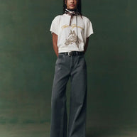 The Great Boxy Crew Embroidered T-Shirt Horse Motif Shirt for Women