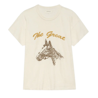 The Great Boxy Crew Embroidered T-Shirt Horse Motif Shirt for Women