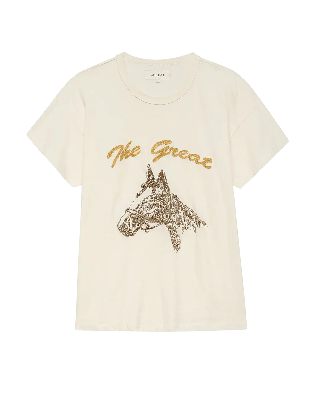 The Great Boxy Crew Embroidered T-Shirt Horse Motif Shirt for Women