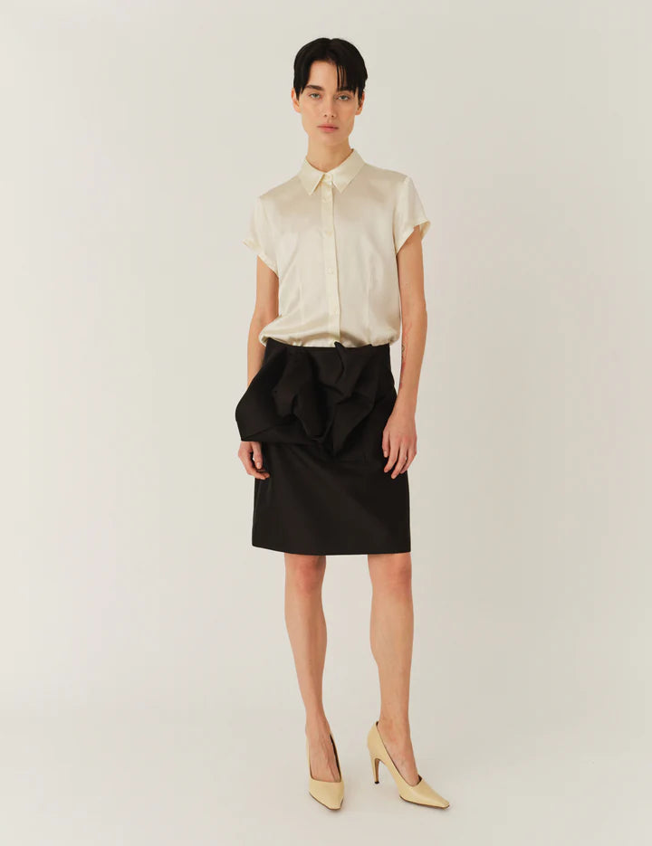 The Garment Catania Mini Shirt Cream Button Down Short Sleeve Top 