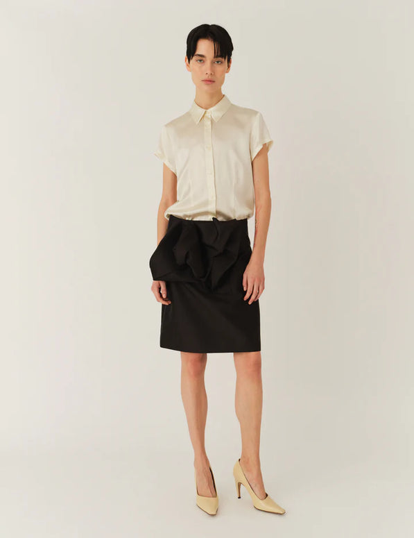 The Garment Catania Mini Shirt Cream Button Down Short Sleeve Top 