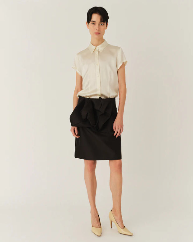 The Garment Catania Mini Shirt Cream Button Down Short Sleeve Top 