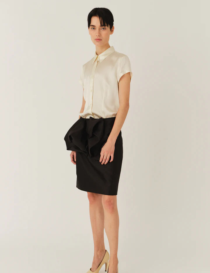 The Garment Catania Mini Shirt Cream Button Down Short Sleeve Top 