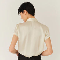 The Garment Catania Mini Shirt Cream Button Down Short Sleeve Top 