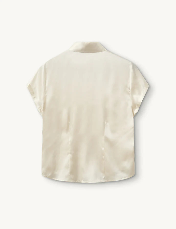 The Garment Catania Mini Shirt Cream Button Down Short Sleeve Top 