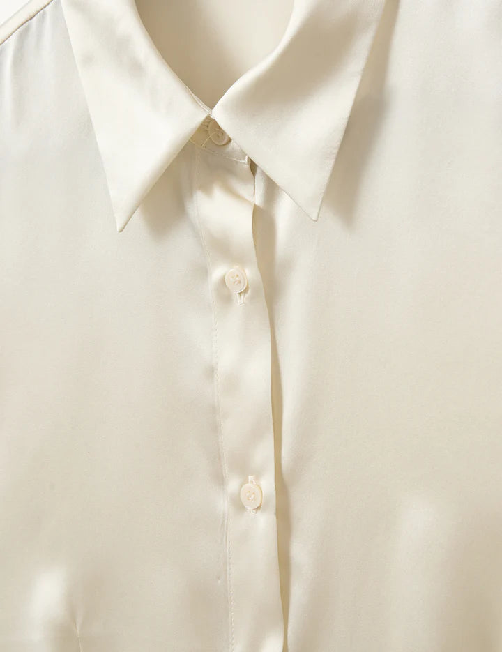 The Garment Catania Mini Shirt Cream Button Down Short Sleeve Top 