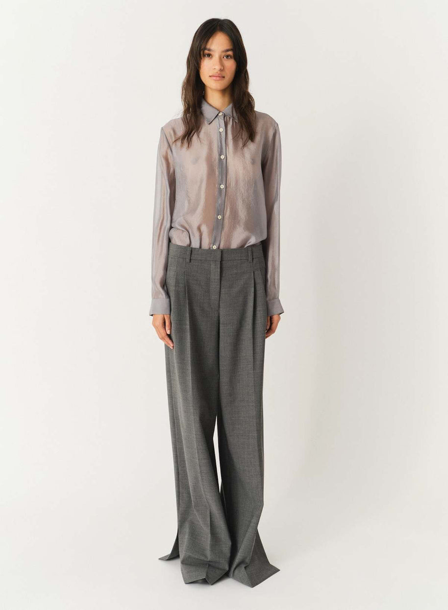 Gilian Shirt The Garment Sheer Silver Button Down Shirt 