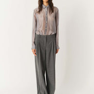 Gilian Shirt The Garment Sheer Silver Button Down Shirt 