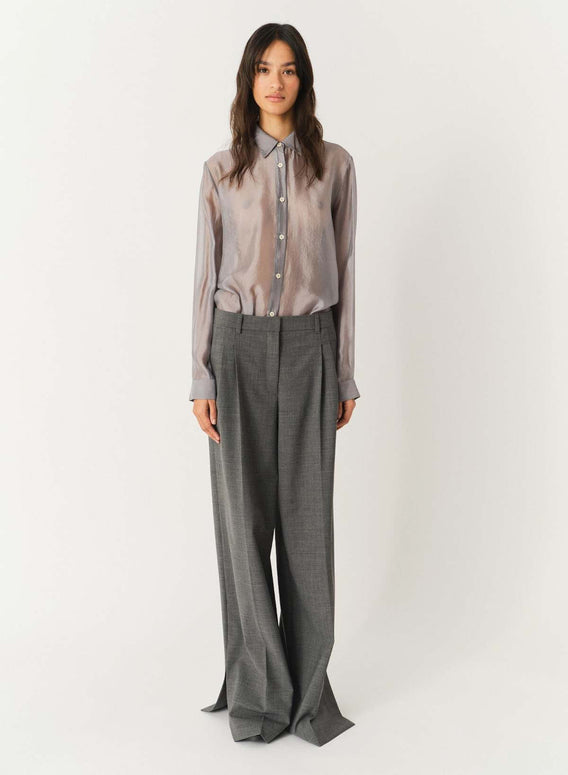 Gilian Shirt The Garment Sheer Silver Button Down Shirt 