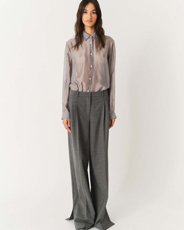 Gilian Shirt The Garment Sheer Silver Button Down Shirt 
