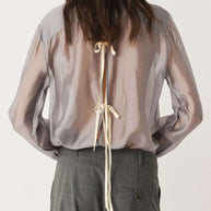 Gilian Shirt The Garment Sheer Silver Button Down Shirt 