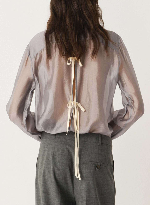 Gilian Shirt The Garment Sheer Silver Button Down Shirt 