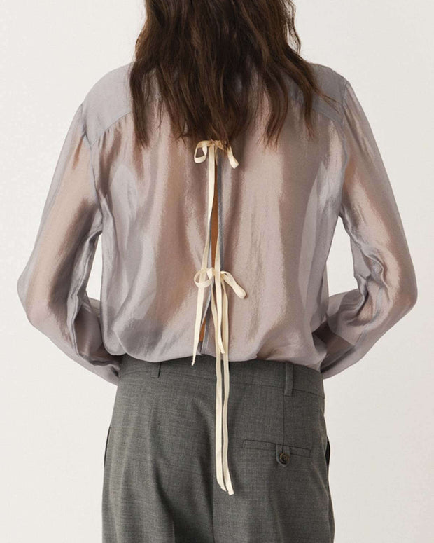 Gilian Shirt The Garment Sheer Silver Button Down Shirt 