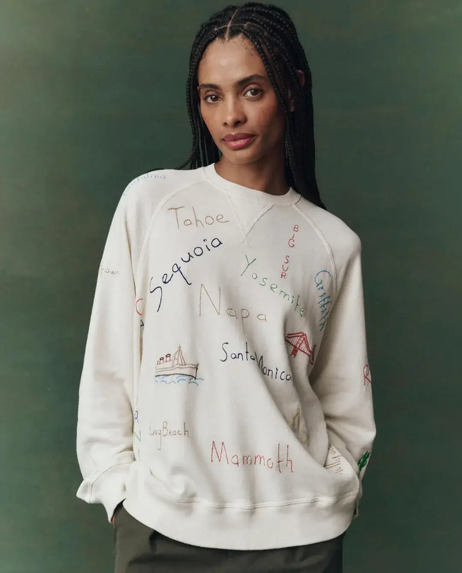 The Great Slouch Sweatshirt Embroidered Golden State White Sweatshirt