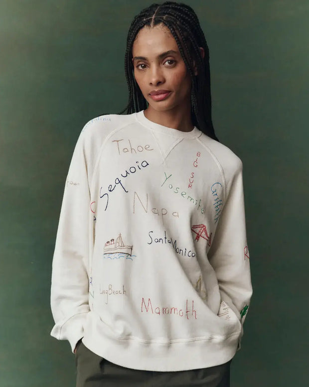 The Great Slouch Sweatshirt Embroidered Golden State White Sweatshirt