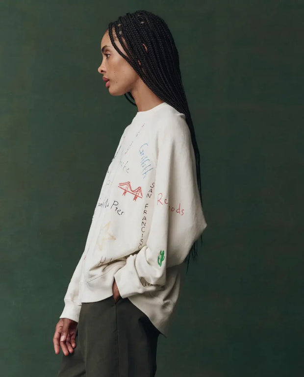 The Great Slouch Sweatshirt Embroidered Golden State White Sweatshirt