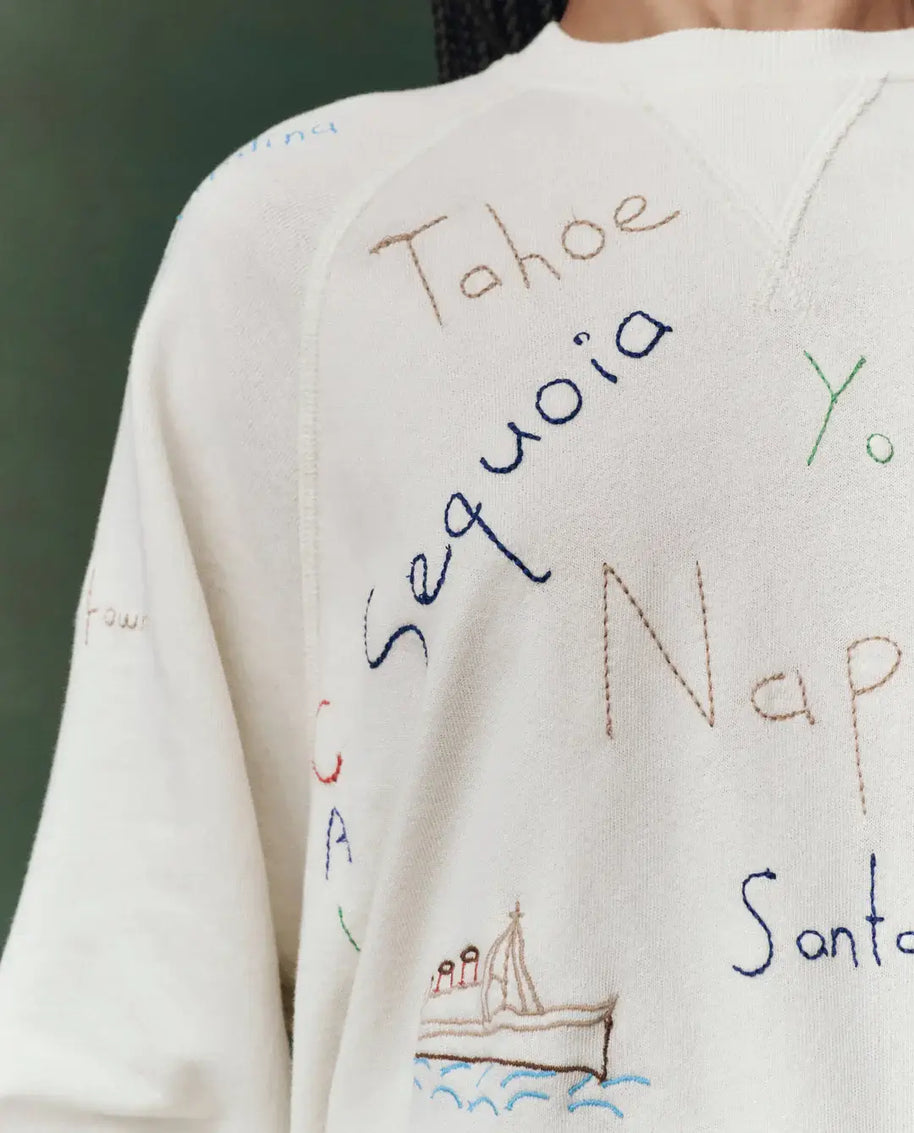The Great Slouch Sweatshirt Embroidered Golden State White Sweatshirt