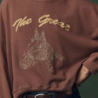 The Teammate Sweatshirt The Great Horse Embroidered Sweatshirt Brown Sweatshirt 