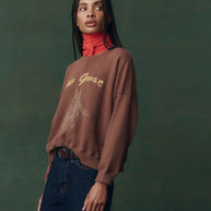 The Teammate Sweatshirt The Great Horse Embroidered Sweatshirt Brown Sweatshirt 