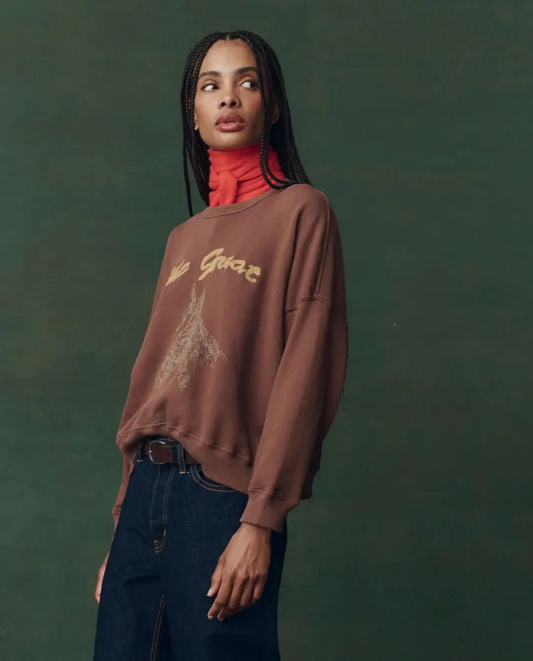 The Teammate Sweatshirt The Great Horse Embroidered Sweatshirt Brown Sweatshirt 