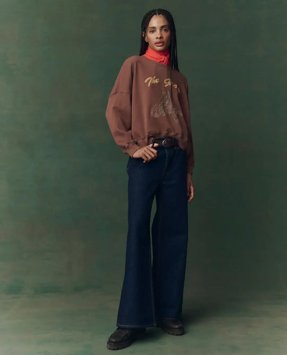 The Teammate Sweatshirt The Great Horse Embroidered Sweatshirt Brown Sweatshirt 