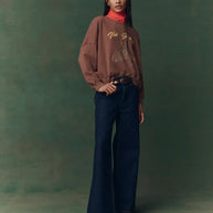 The Teammate Sweatshirt The Great Horse Embroidered Sweatshirt Brown Sweatshirt 