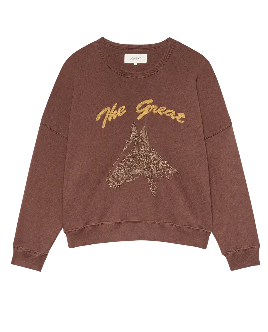 The Teammate Sweatshirt The Great Horse Embroidered Sweatshirt Brown Sweatshirt 