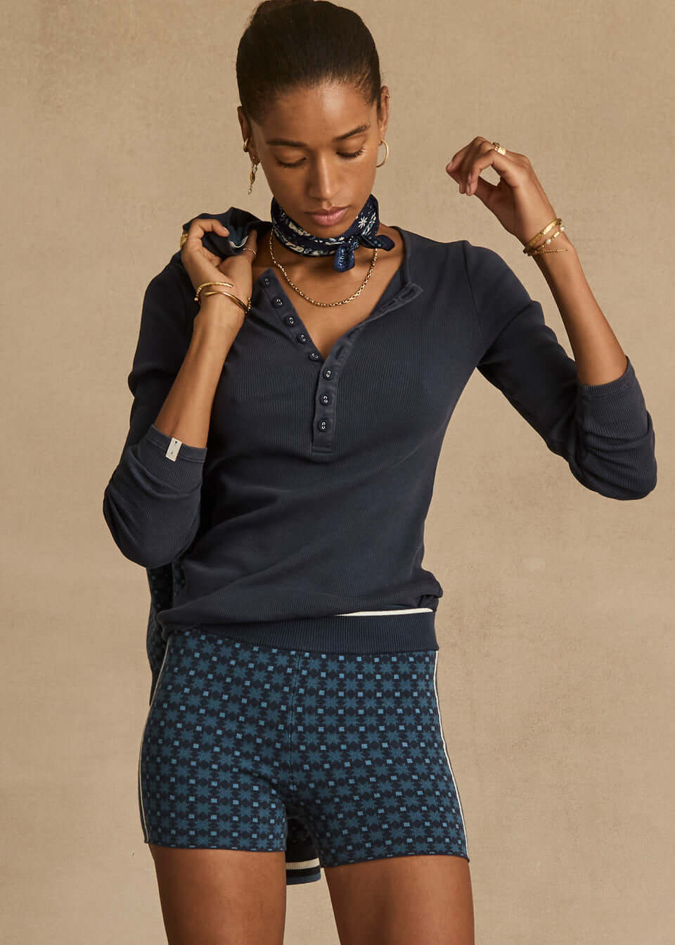 Lumiere Knit Shorts The Upside Biker Shorts Navy