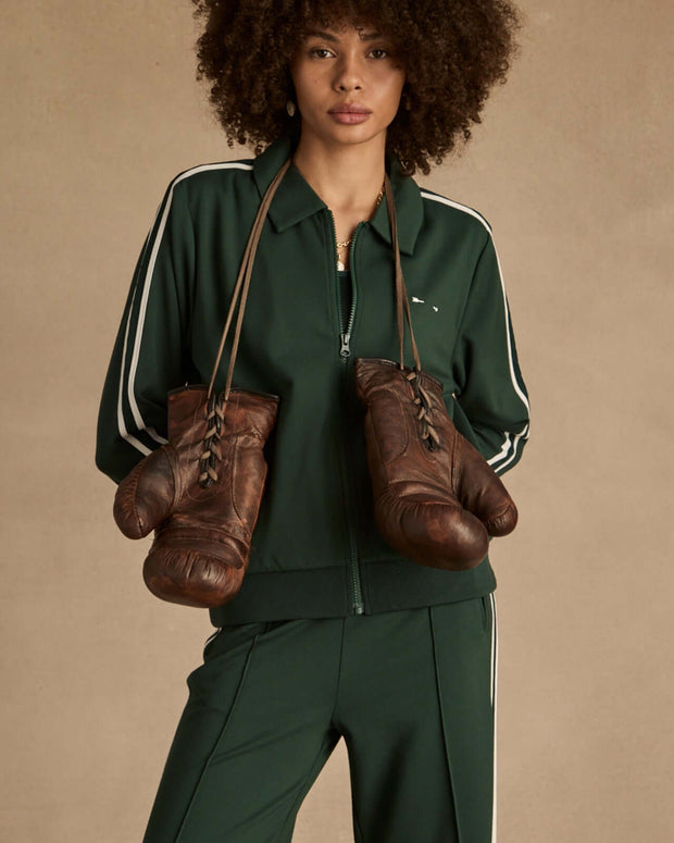The Upside Cobra Pari Zip Jacket Racing Green Track Jacket Workout Jacket