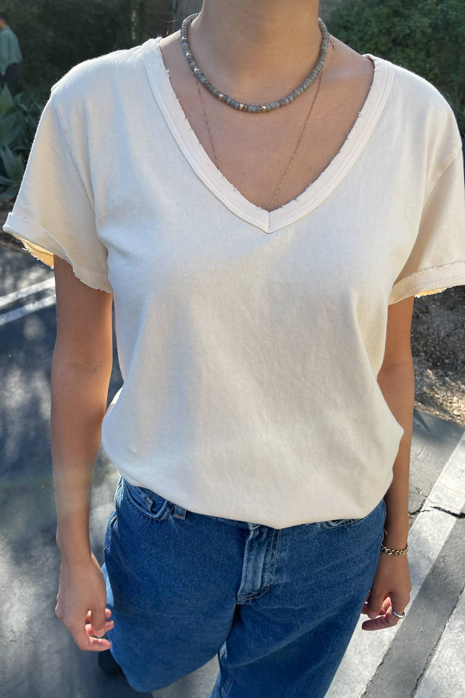 Le Bon Shoppe Organic Cotton La Vie Tee in Vintage White 