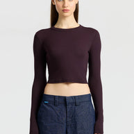Verona Crop Shirt in Eggplant