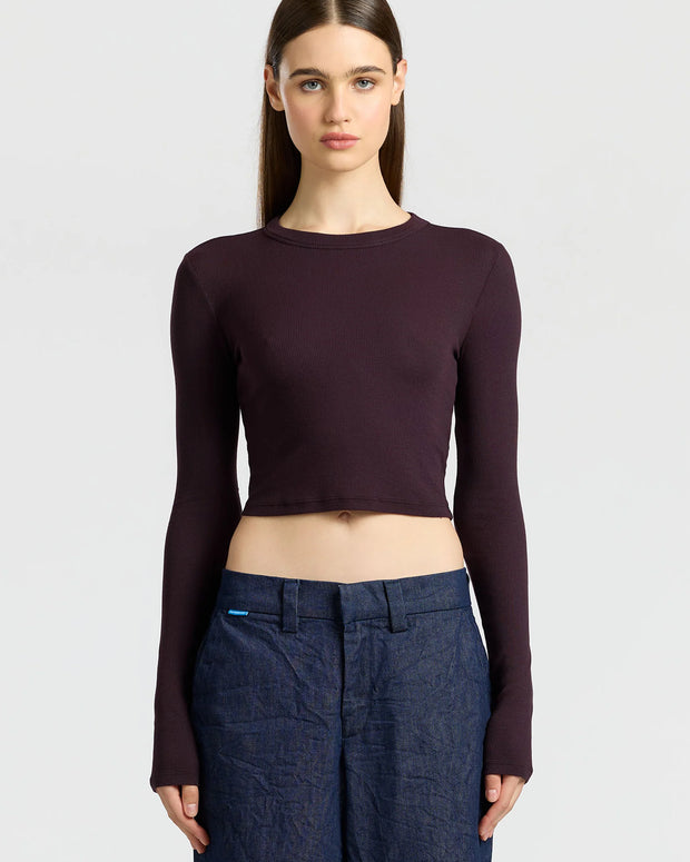 Verona Crop Shirt in Eggplant