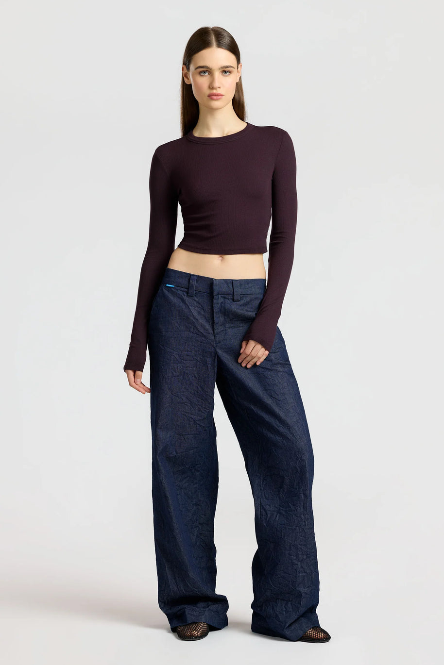 Verona Crop Shirt in Eggplant