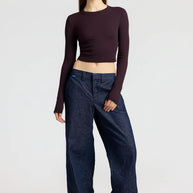 Verona Crop Shirt in Eggplant