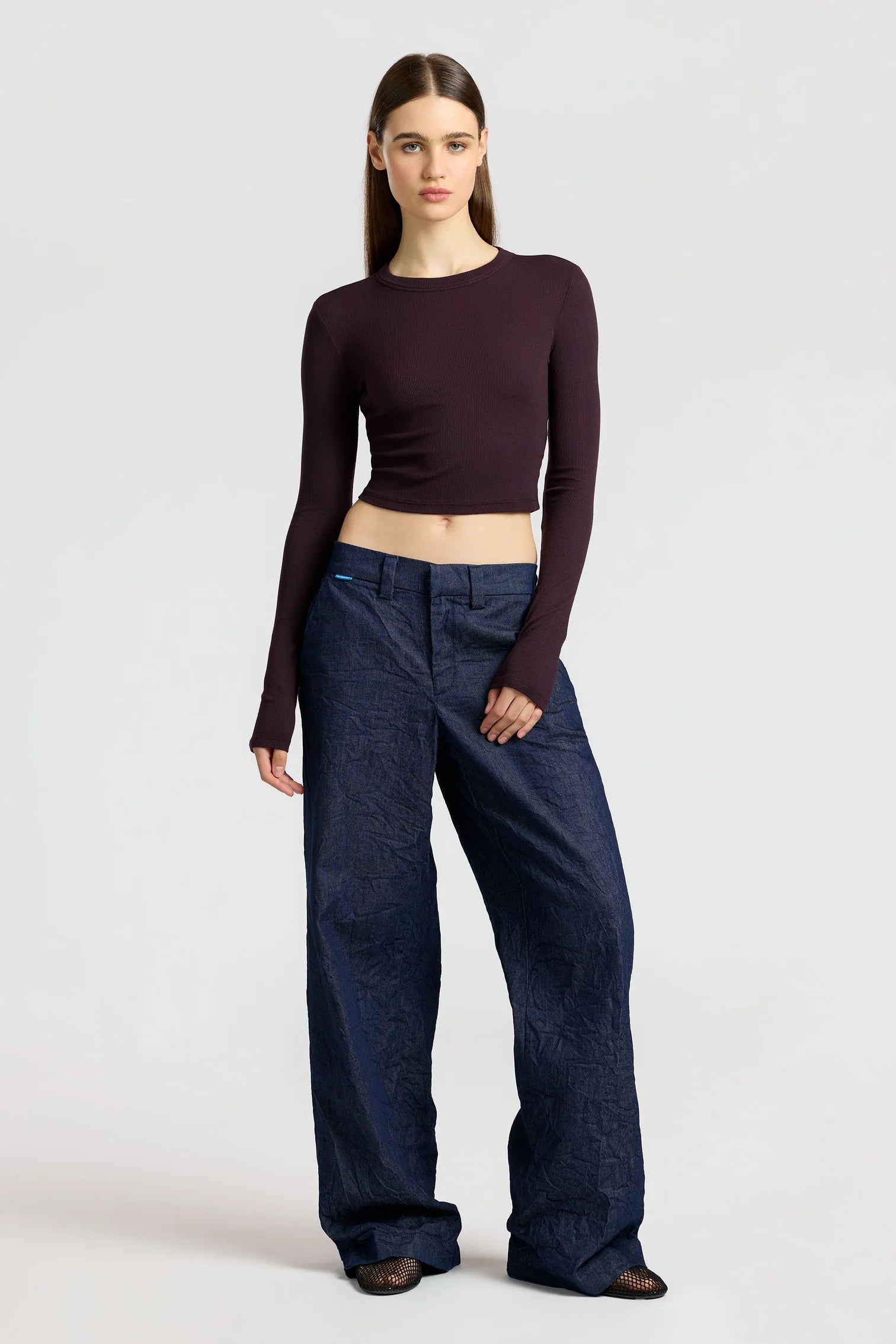 Verona Crop Shirt in Eggplant