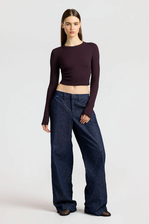 Verona Crop Shirt in Eggplant