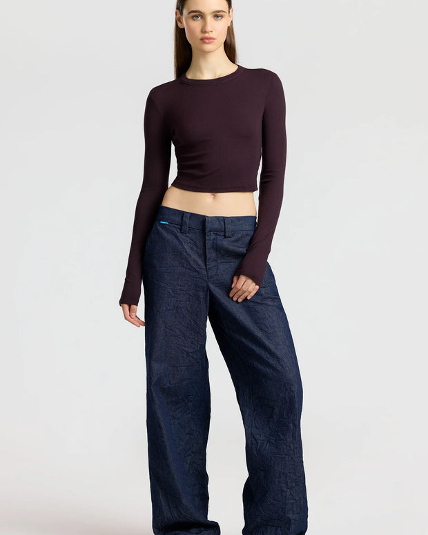Verona Crop Shirt in Eggplant