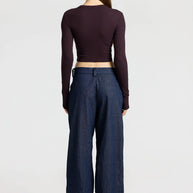 Verona Crop Shirt in Eggplant