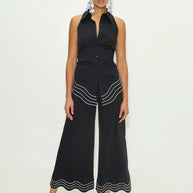 Wavy Cropped Poplin Pant
